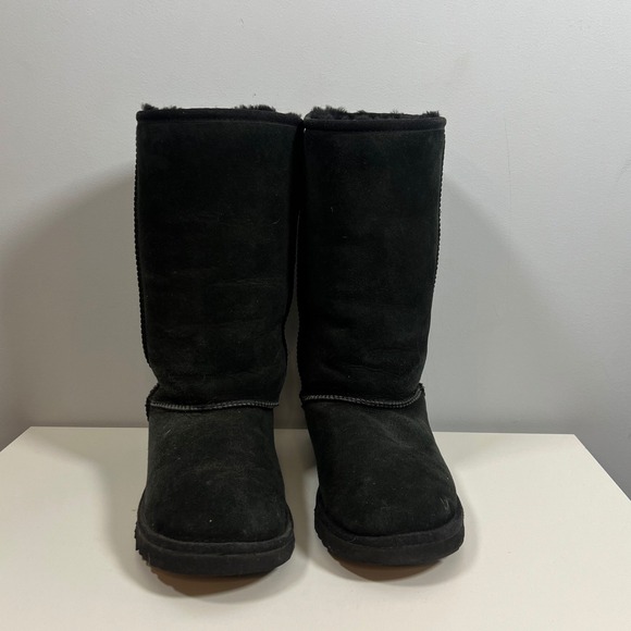 Ugg Black Retro Y2K Vintage Mid Calf Classic Sheepskin Fleece Boots Big Girl 5 - Picture 4 of 9